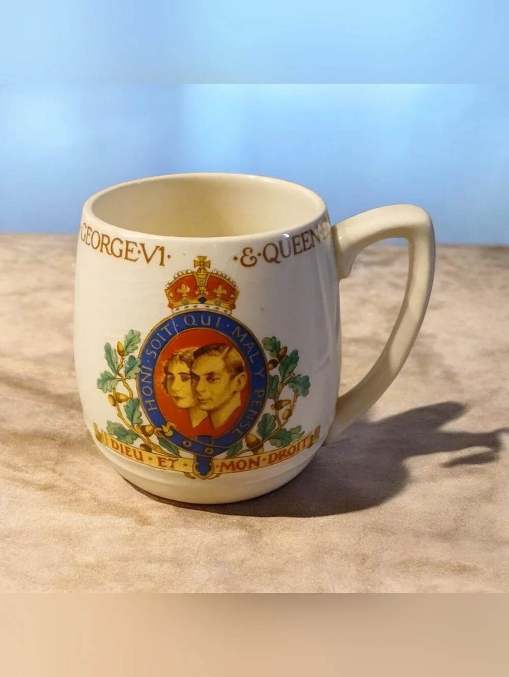 Vintage 1930s Coronation Mug | King George VI and Queen Elizabeth